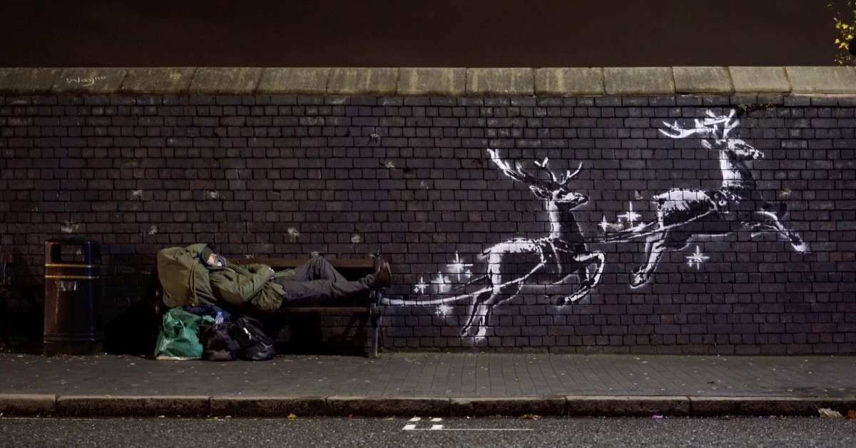 Renas Voadoras De Banksy Ressaltam Sofrimento Dos Sem Teto