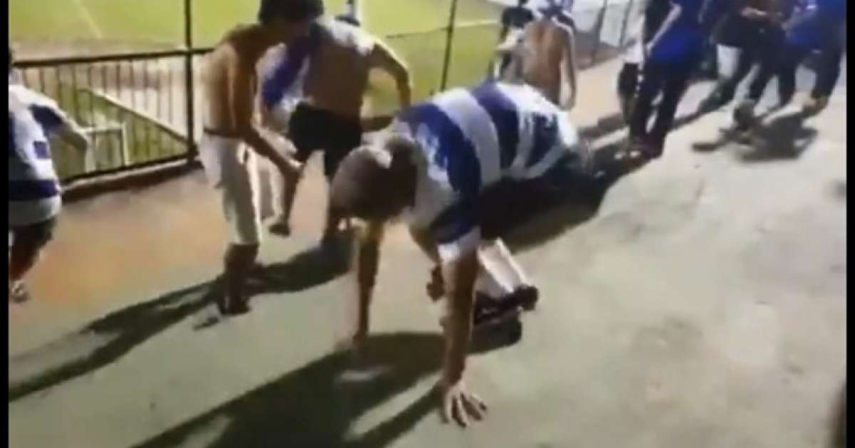 Torcida do Taubaté comemora vitória fazendo 'parkour' 