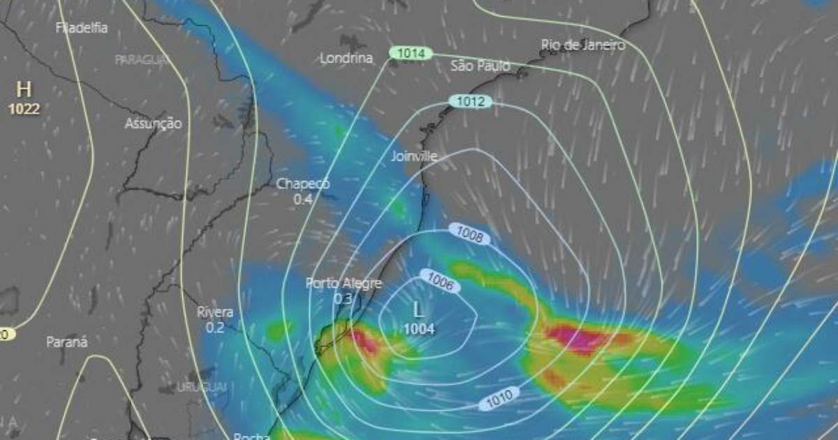 O novo ciclone vai passar sobre São Paulo e Rio de Janeiro?