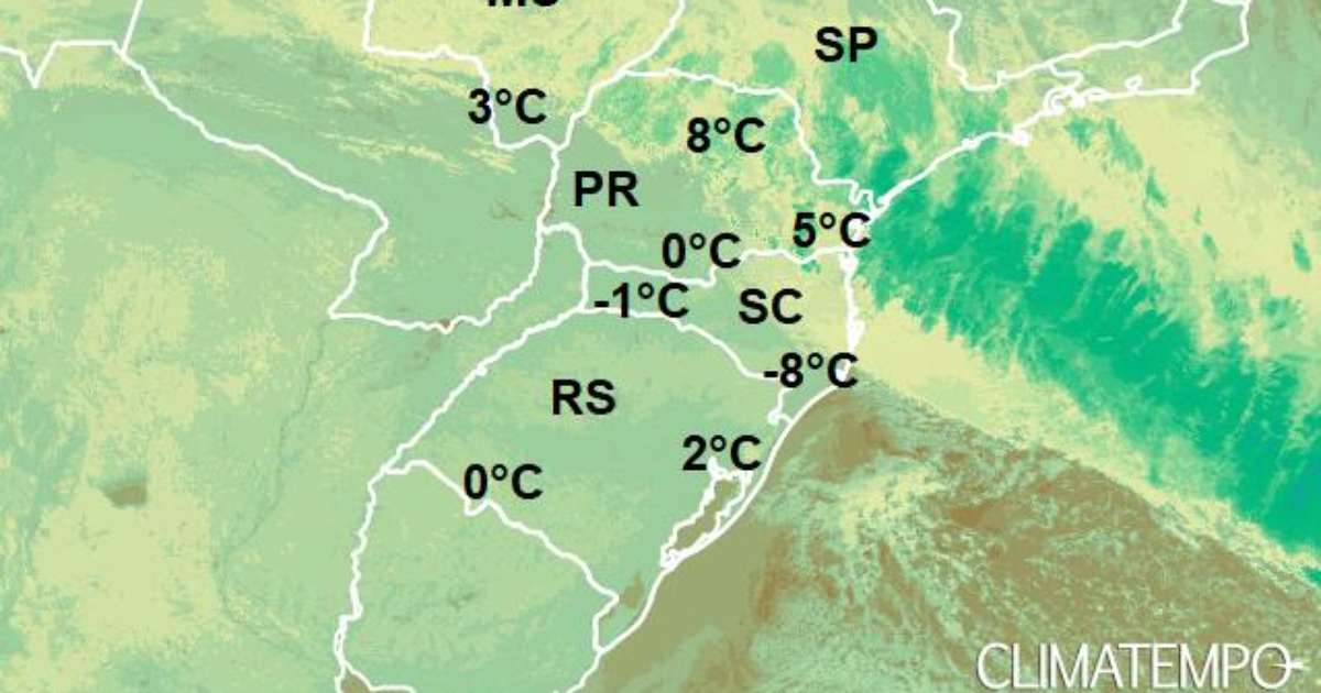 Temperatura de 8°C negativos no Sul do Brasil