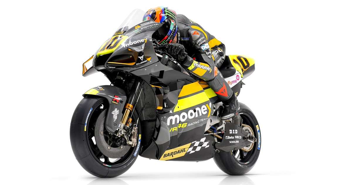 VR46 mostra moto preta fosca com detalhes em amarelo para MotoGP