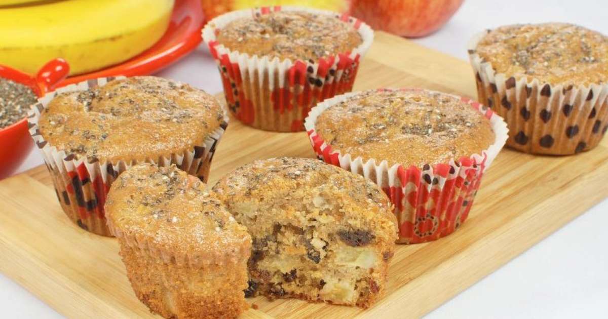 Muffin funcional de banana e maçã delicioso e saudável na mesma medida