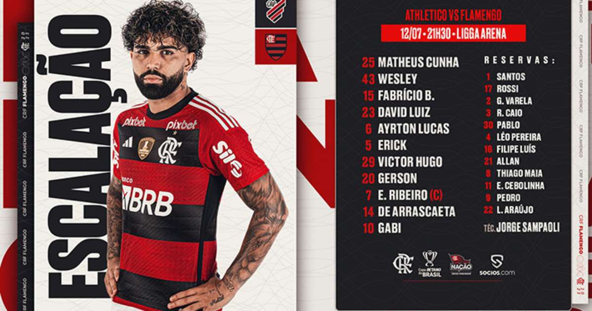 Flamengo Escalado Para Enfrentar O Athletico! Confira!