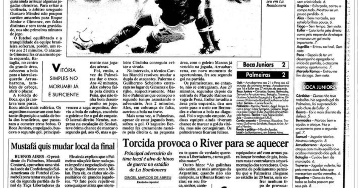 Confira o retrospecto de Palmeiras x Boca Juniors na Libertadores