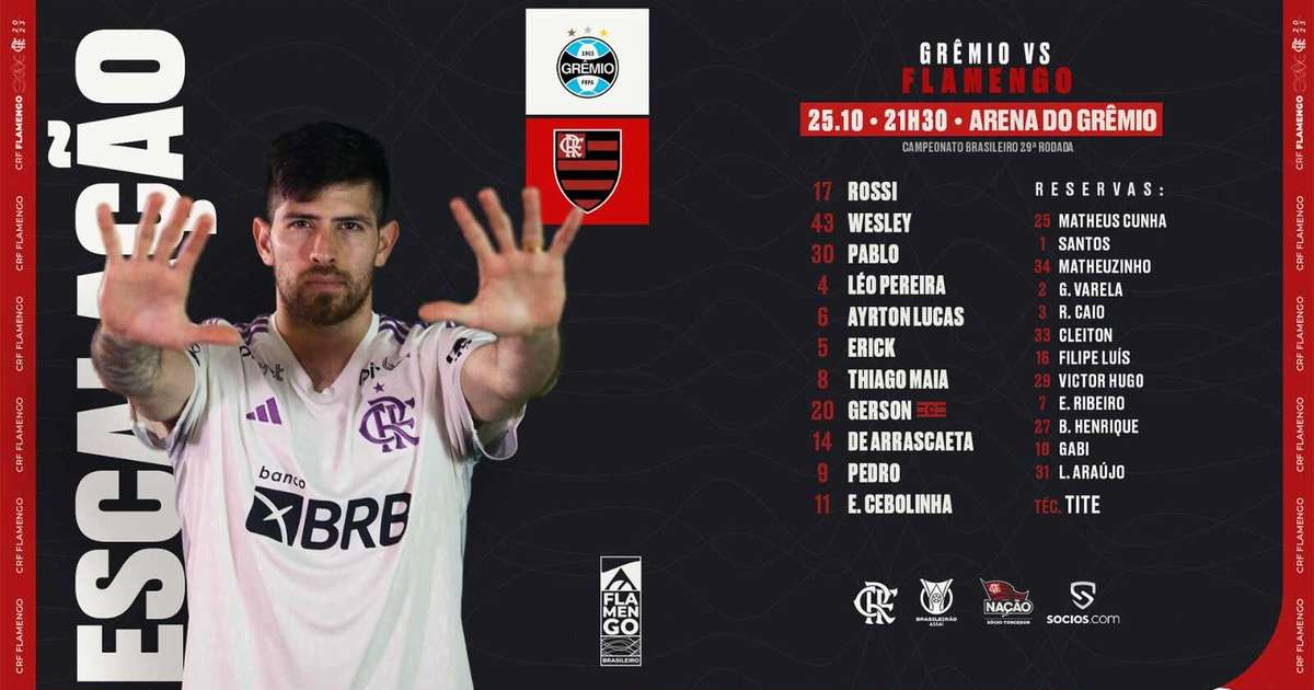 Flamengo e São Paulo escalados para duelo no Maracanã pelo Brasileiro