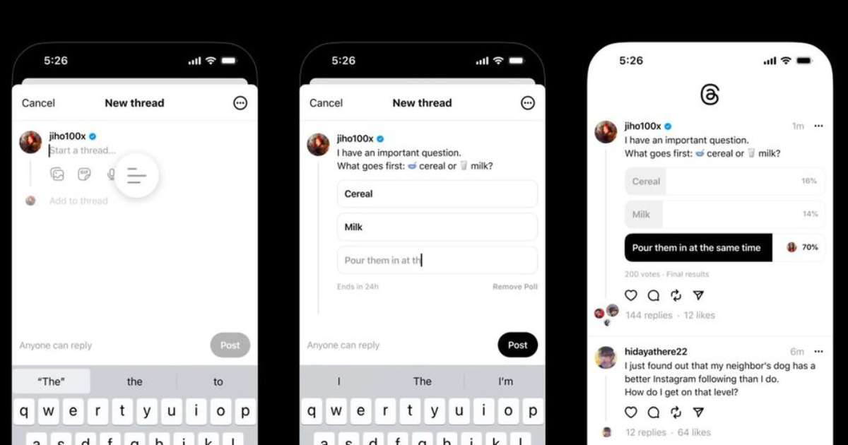 Threads lets you post GIFs and polls on Android and iOS
