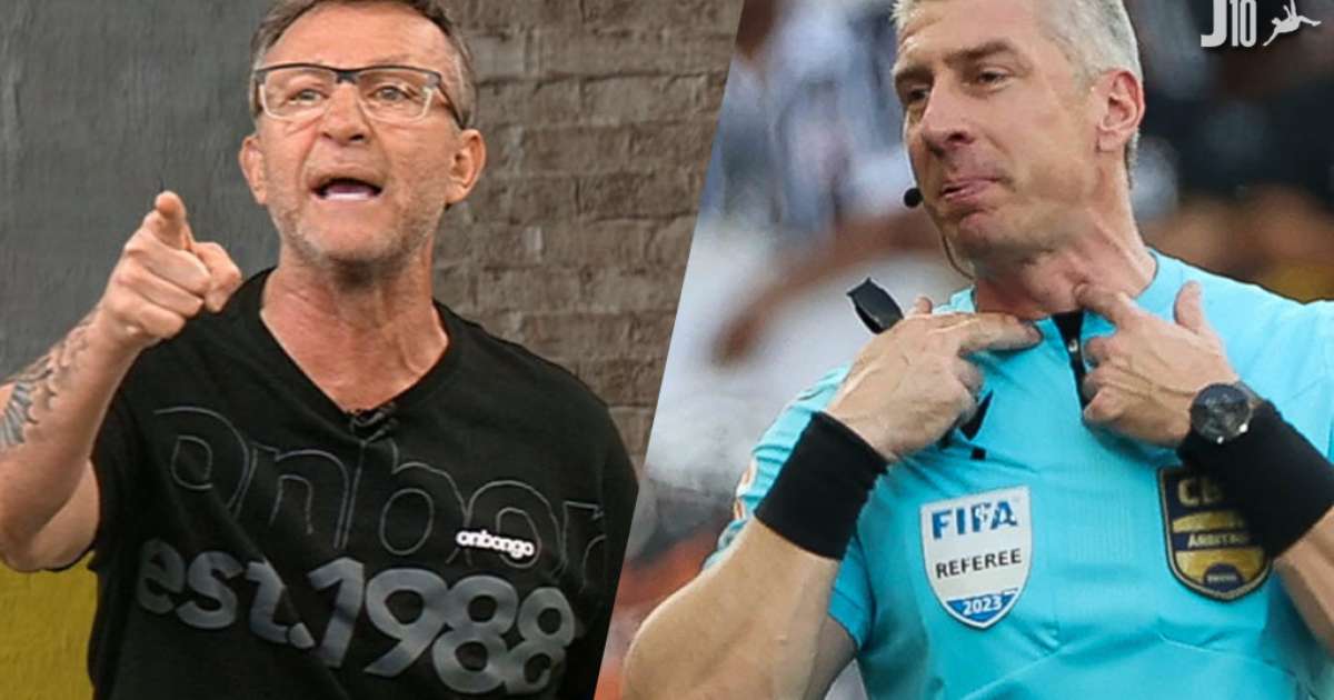Neto esbraveja após pênalti dado por Daronco: 