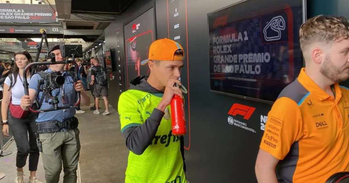 Piloto da McLaren, Lando Norris usa camisa do Palmeiras em GP de São Paulo de F1; Abel Ferreira marca presença