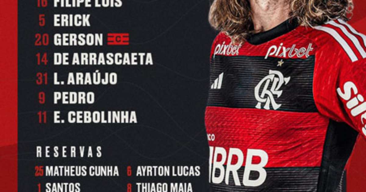 Esta é a escalação do Flamengo para o jogo com o Fluminense