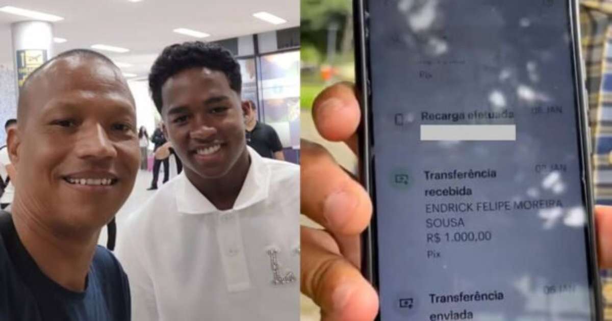 Endrick faz Pix de R$ 1 mil para engraxate em aeroporto no Rio