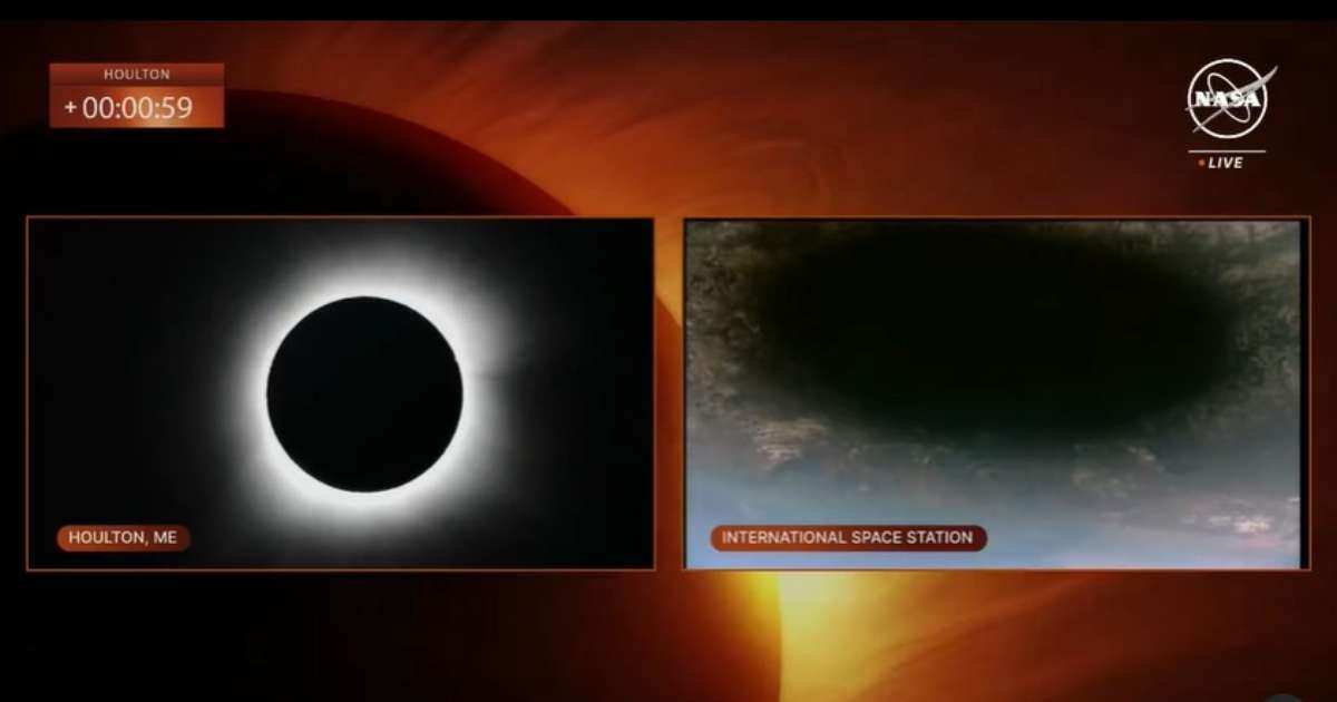 Estação espacial registra projeção da sombra da Lua sobre a Terra ...