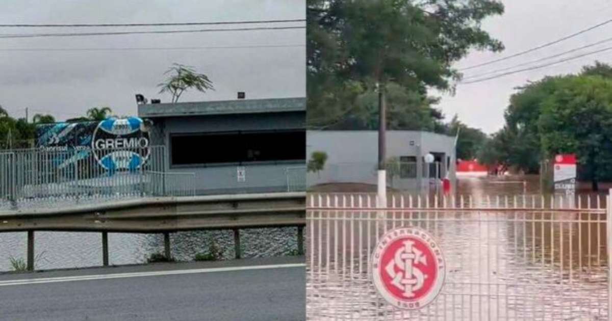 Cheia no Lago Guaíba inunda centros de treinamento de Inter e Grêmio
