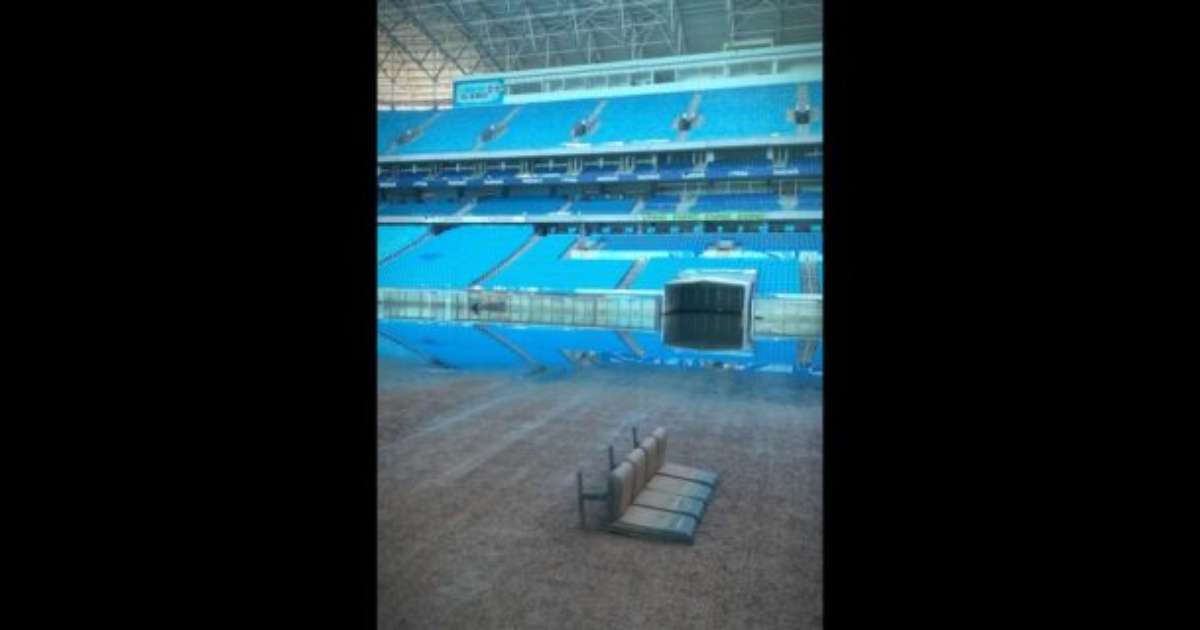 Nível da água baixa na arena do Grêmio: imagens mostram mudanças.