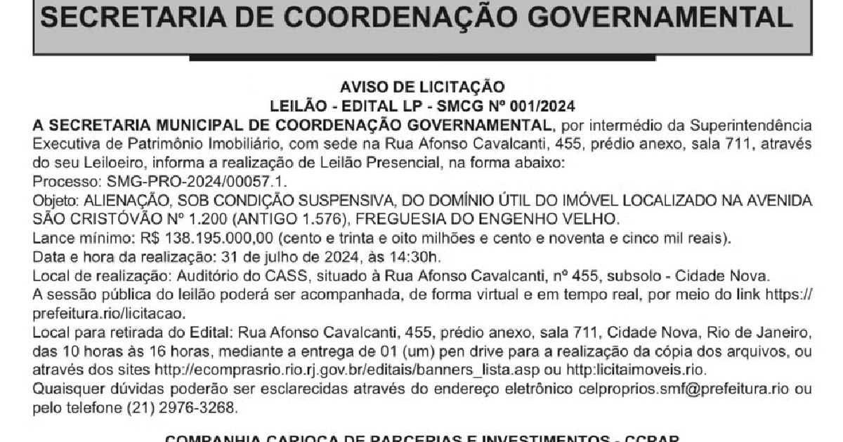 Leilão do Terreno do Estádio do Flamengo: Data Confirmada para Evento Importante