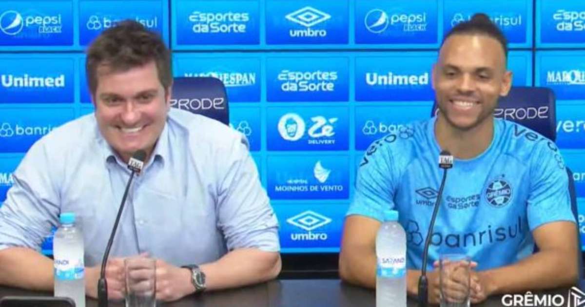 Apresentação de Braithwaite no Grêmio: declaração de admiração pelo Brasil