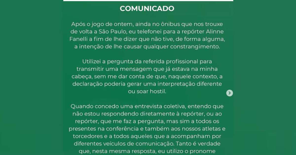 Abel Ferreira comenta sobre episódio envolvendo repórter: 