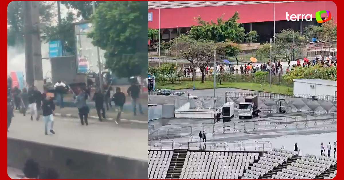 La previa al partido entre Corinthians y Fla tuvo invasiones, riñas y lanzamiento de piedras a autobuses; vídeos