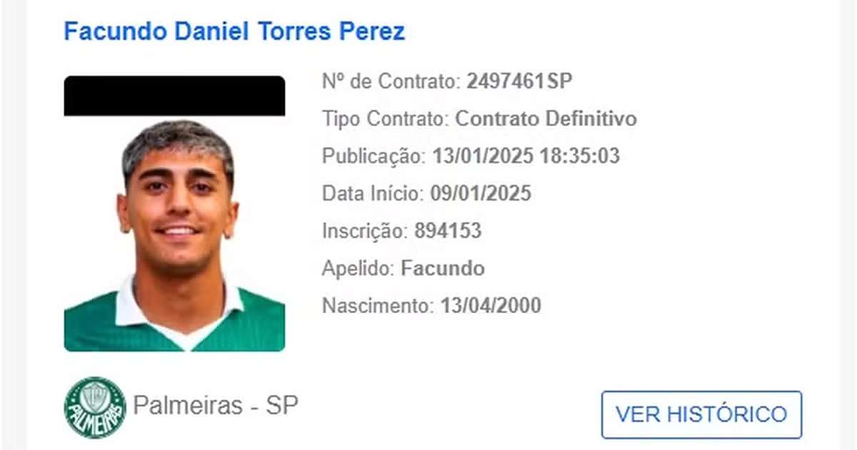 Facundo Torres Registra-se no BID e Pode Estrear Pelo Palmeiras