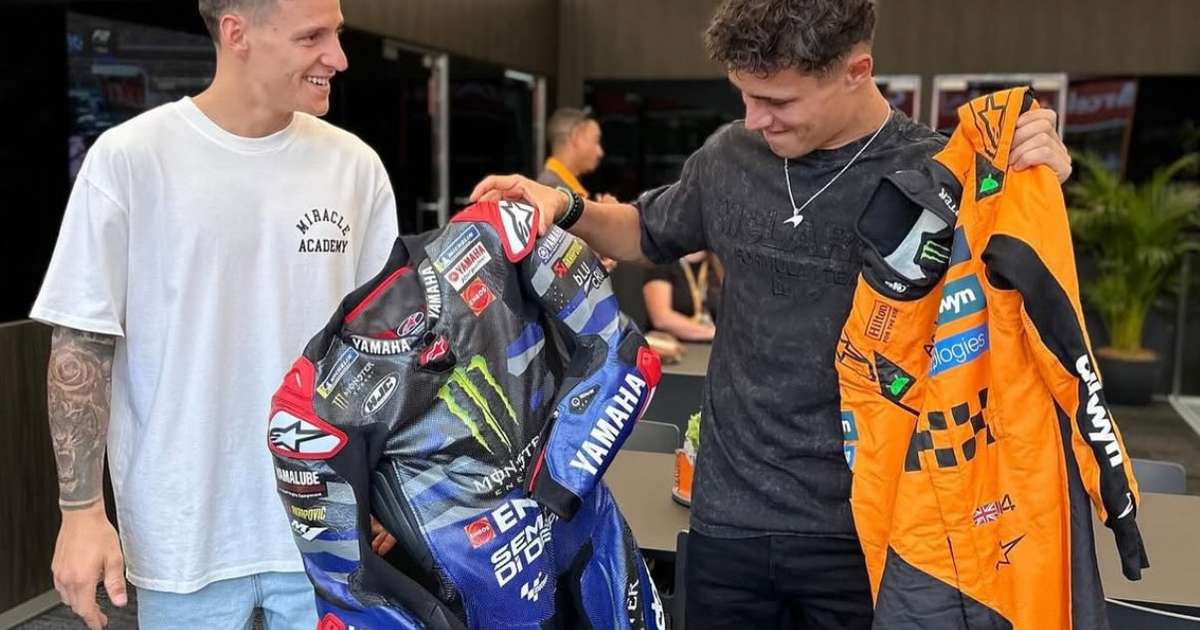 F1: fabio quartararo troca macacão com norris