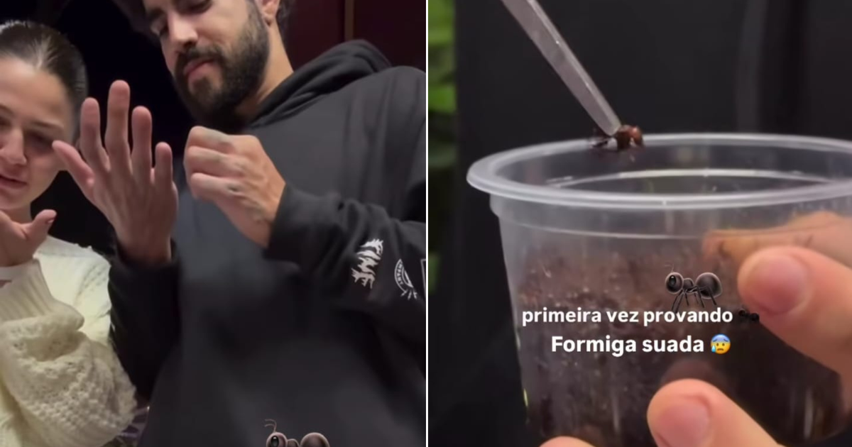 Caio Castro experimenta ‘formiga suada’ com a namorada 