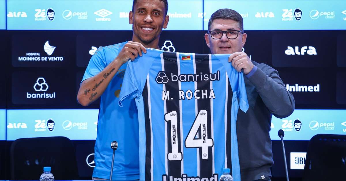 Marcos Rocha chega ao Grêmio e destaca meta de classificação à Libertadores.