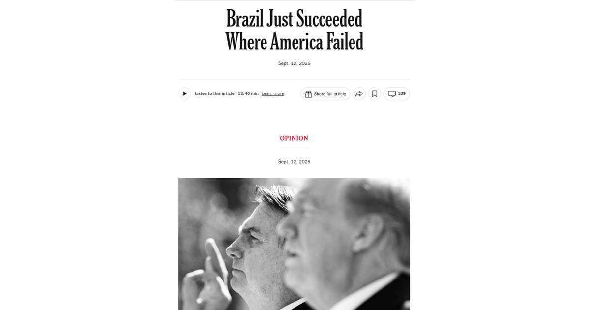 'Brasil teve sucesso onde EUA falharam', diz New York Times sobre condenação de Bolsonaro