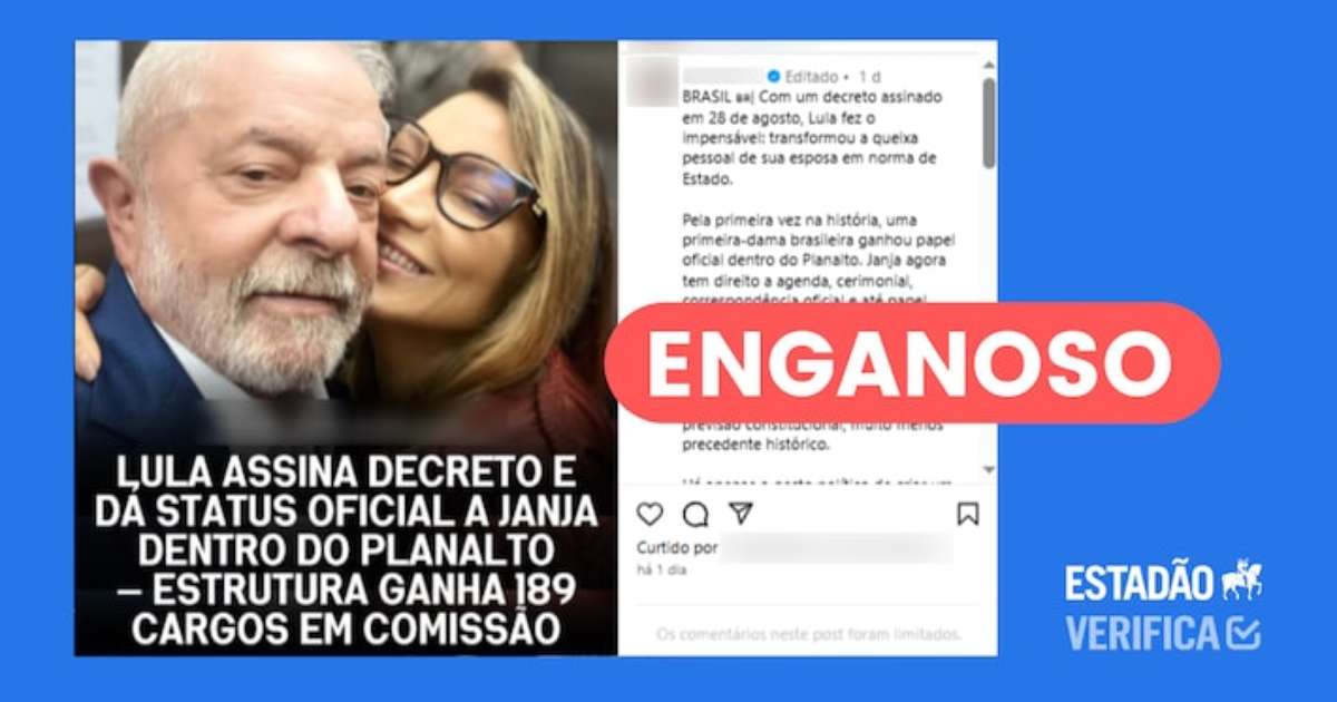 Decreto não cria 189 cargos novos para Janja; estrutura é a que já ...