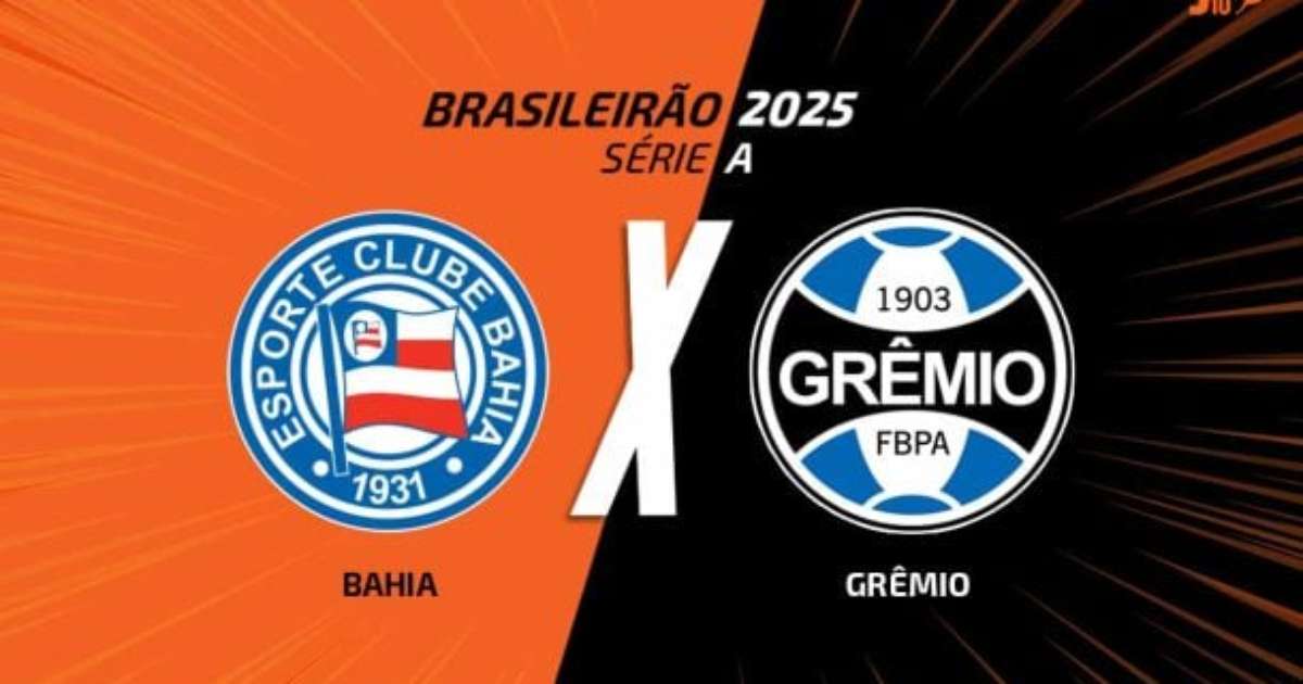 Bahia e Grêmio se enfrentam ao vivo com narração esportiva às 19h.