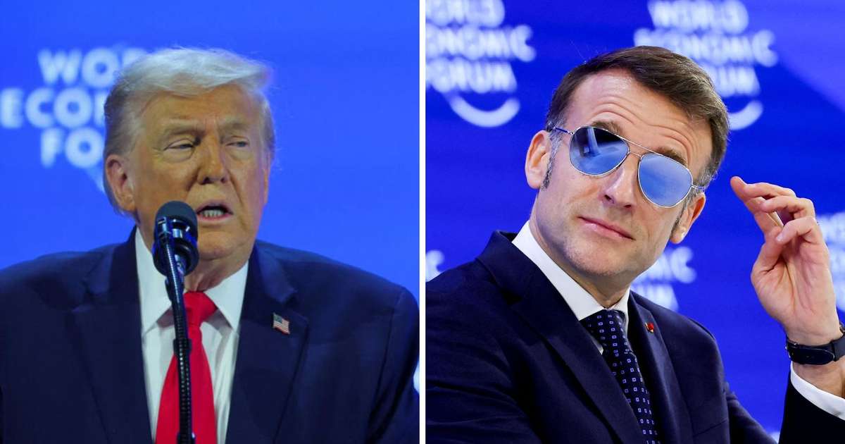 Trump ironiza óculos escuros de Macron ao falar sobre a França em discurso em Davos