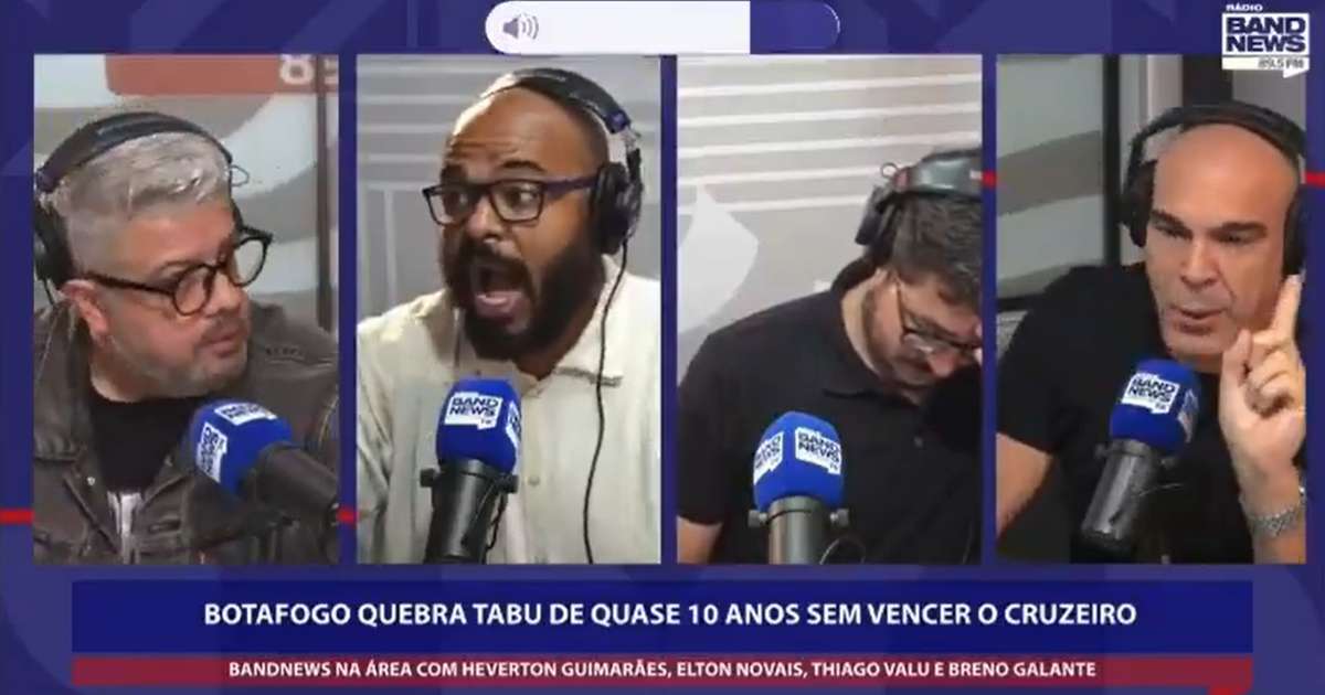 Comentaristas discutem ao vivo durante programa da Band sobre Botafogo X Cruzeiro