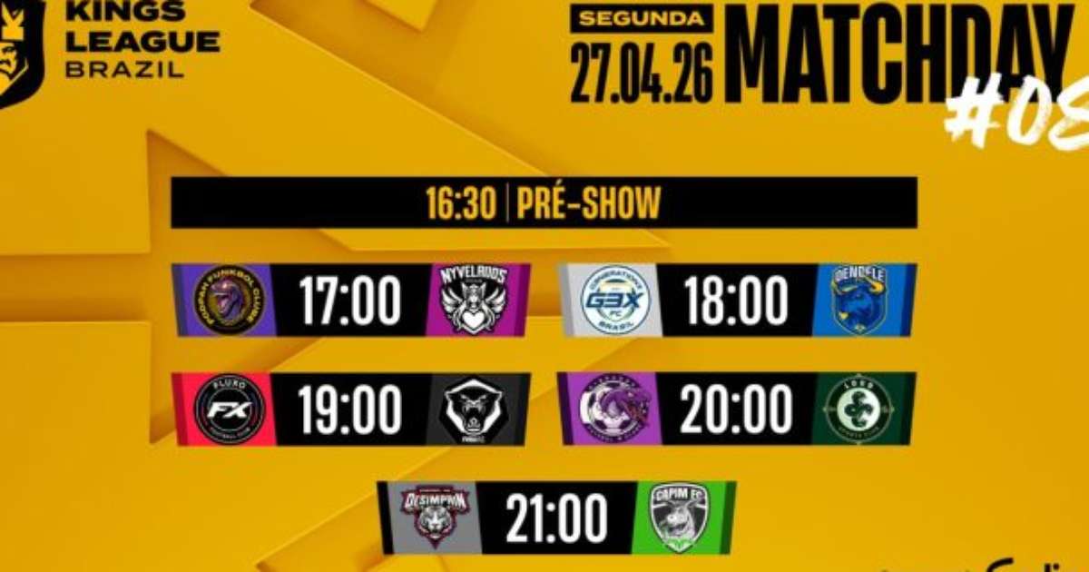 Os jogos, horários e onde assistir a oitava rodada da Kings League Brasil