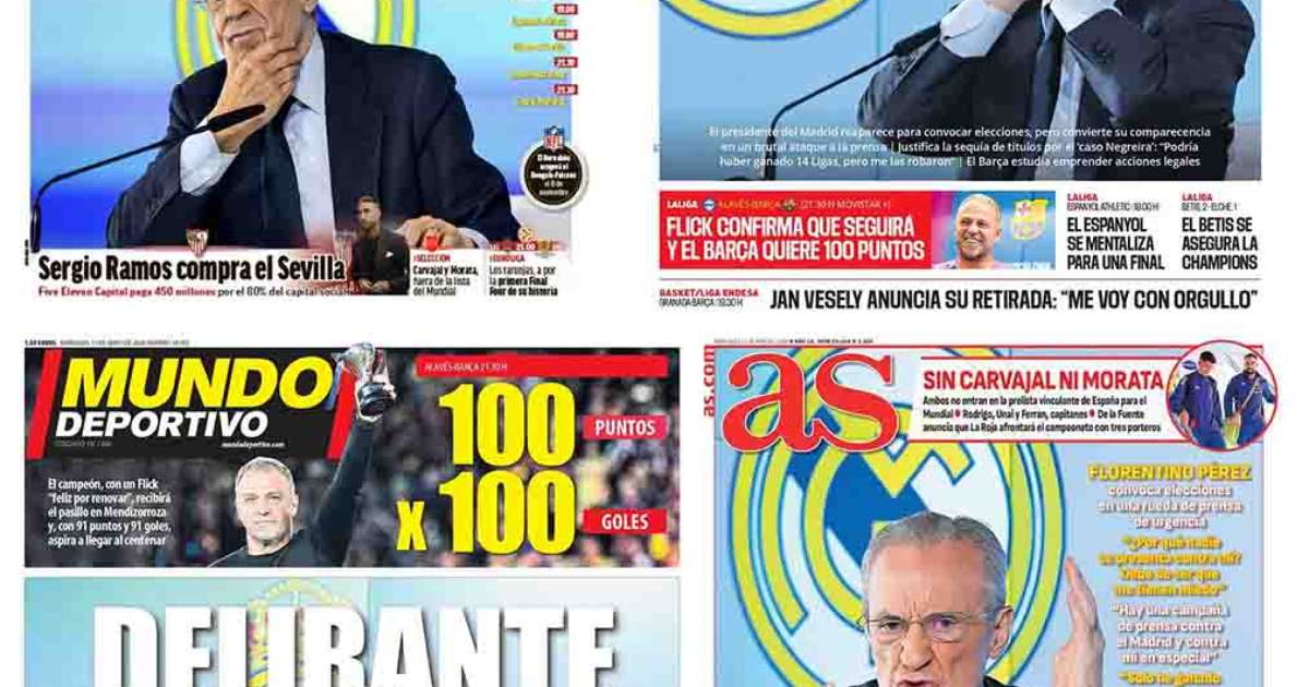 Imprensa espanhola detona coletiva de Florentino Pérez: 