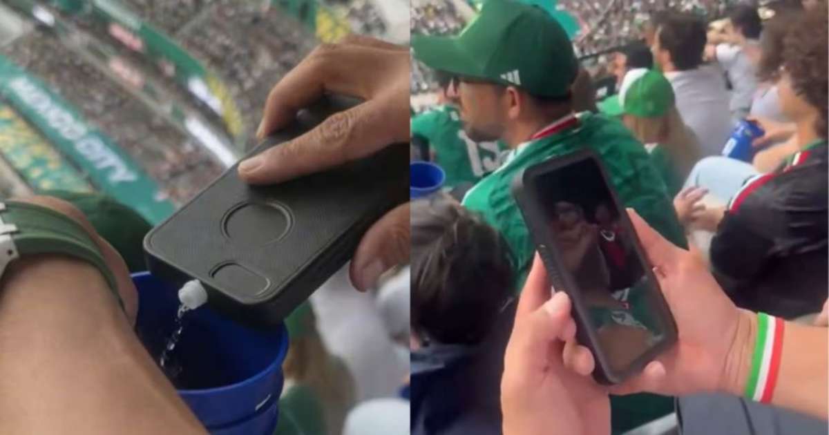 Torcedor encontra jeito inusitado de levar bebida escondida para o jogo da Copa e viraliza