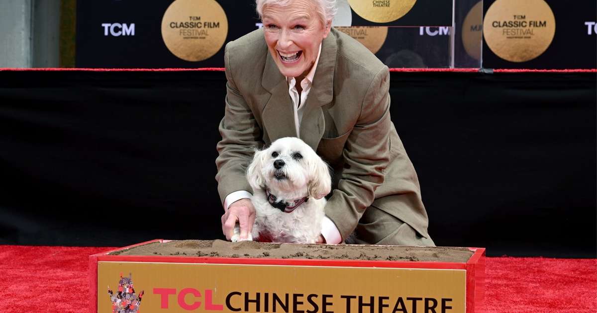 Glenn Close recebe homenagem na Calçada da Fama com marca de seu cão