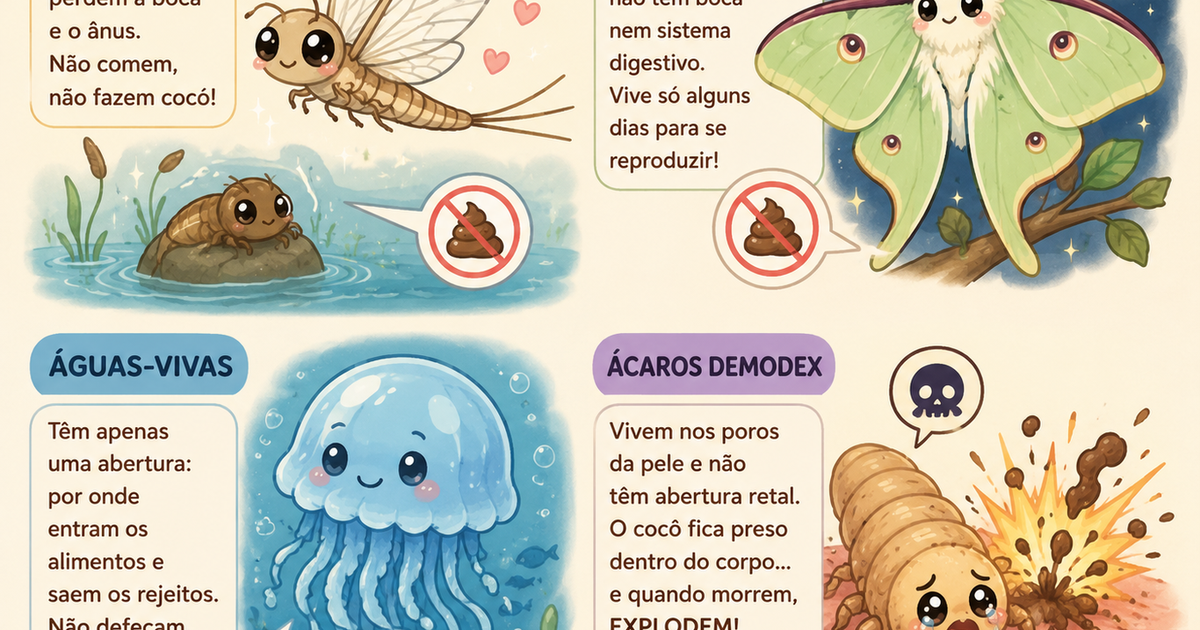 Esses 4 animais não fazem cocô e o último literalmente "explode" por conta disso