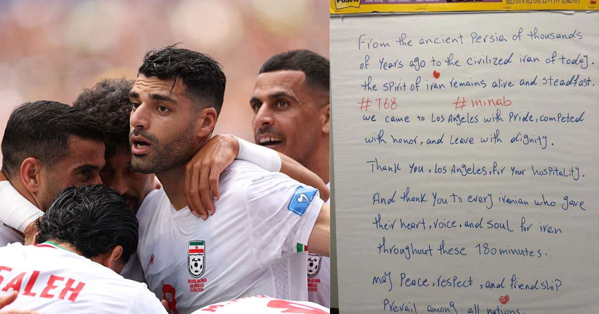 Após empate, Irã deixa carta em vestiário da Copa e pede por paz entre as nações: 'Partimos com dignidade'