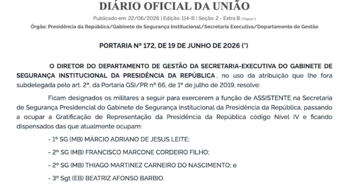 GSI corrige portaria que nomeava 'Fulano' e 'Cicrano de tal' para segurança presidencial