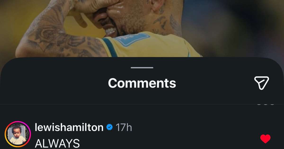 Hamilton comenta em post de Neymar após retorno à Seleção Brasileira: “Sempre”