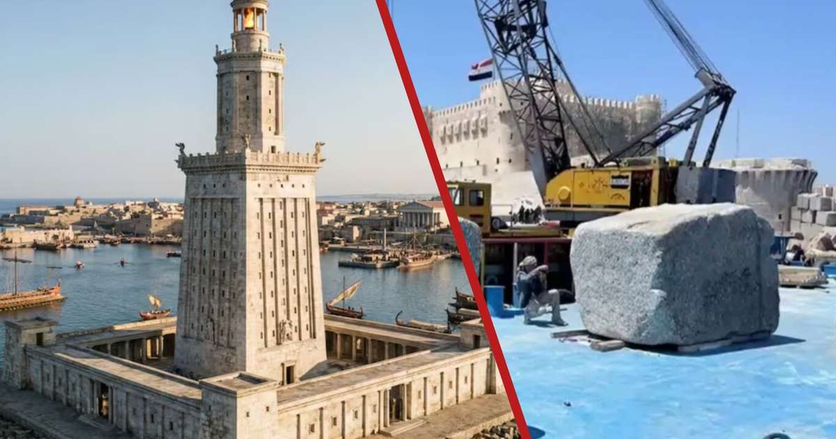 Projeto que está recuperando blocos do Farol de Alexandria do fundo do mar quer reconstruir monumento de forma digital