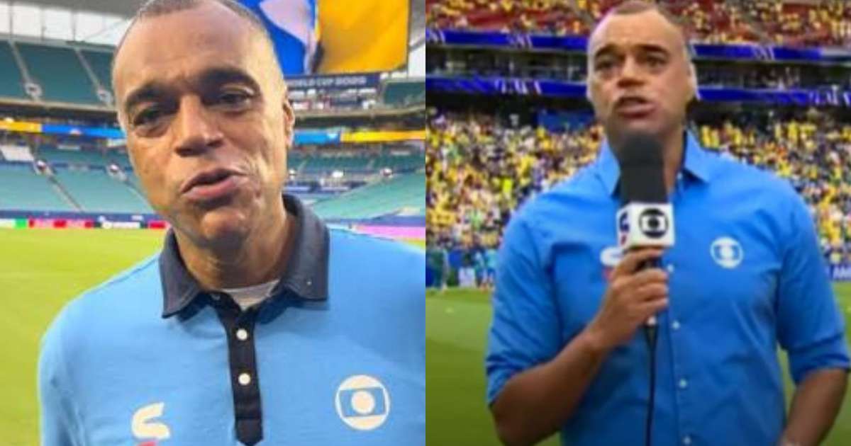 Denílson reclama de erro técnico da Globo e leva invertida de narrador: 'Meu filho...'