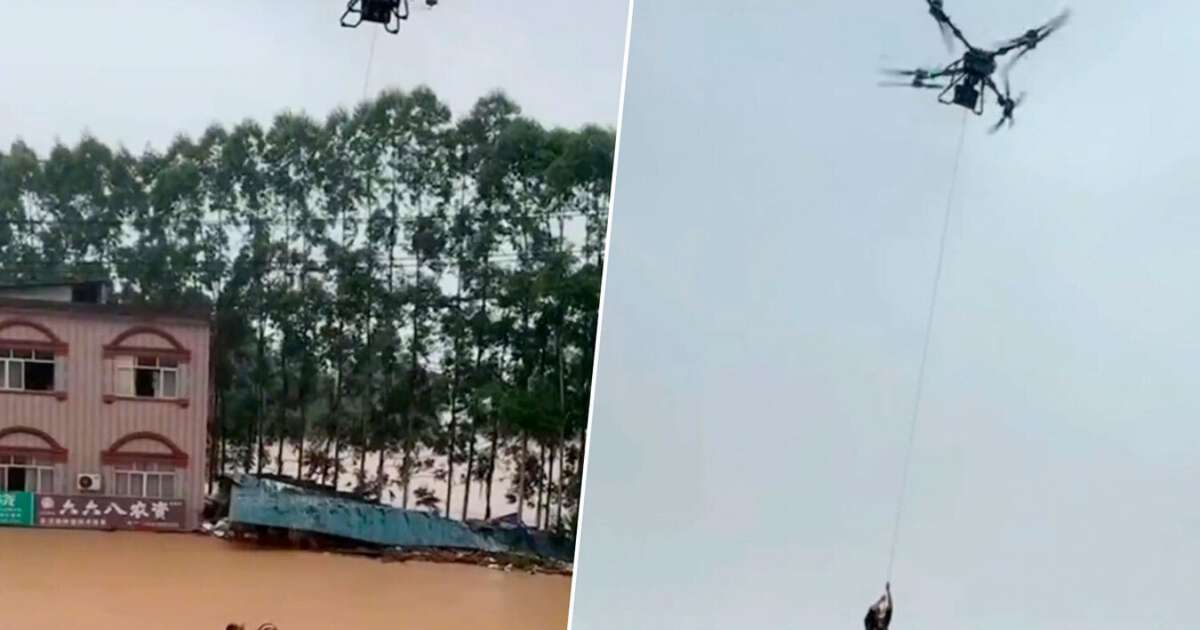 Na China, o drone que entrega o seu pedido e o drone que o retira de uma enchente são, às vezes, o mesmo drone