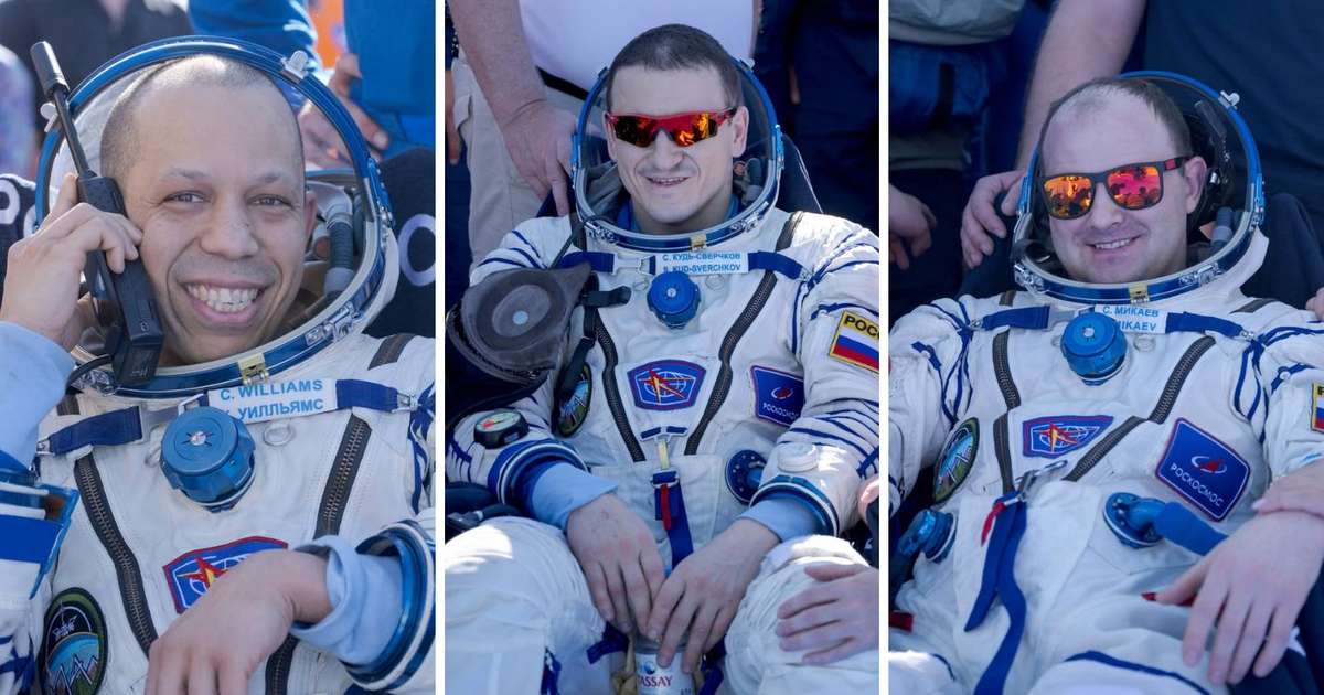 Astronautas da Nasa e Rússia retornam após longa missão no espaço