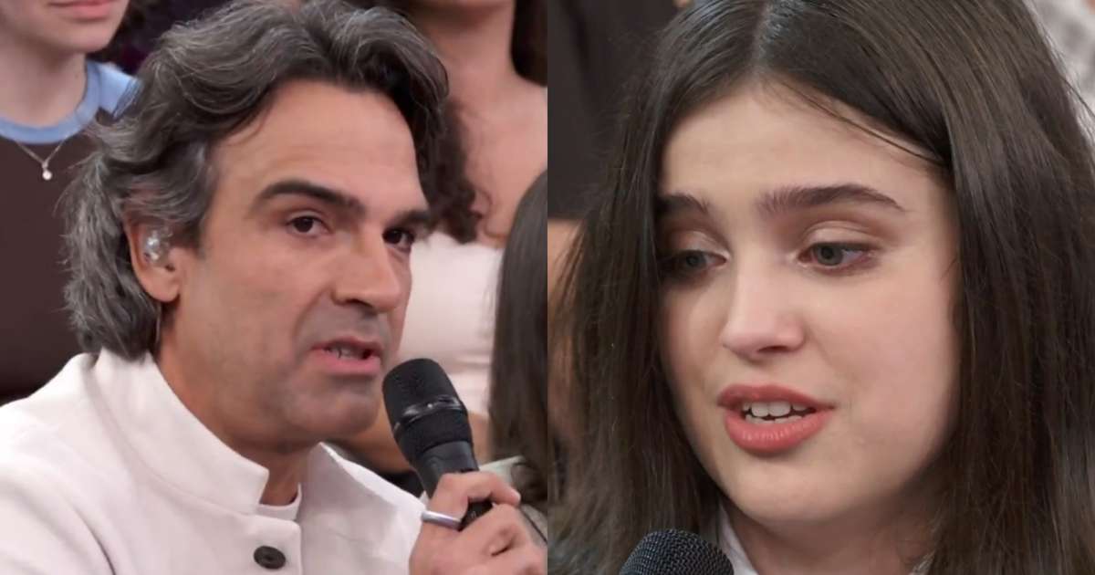 Filha queer de Tadeu Schmidt chora na Globo durante declaração para o pai: 'Vozes das nossas cabeças'