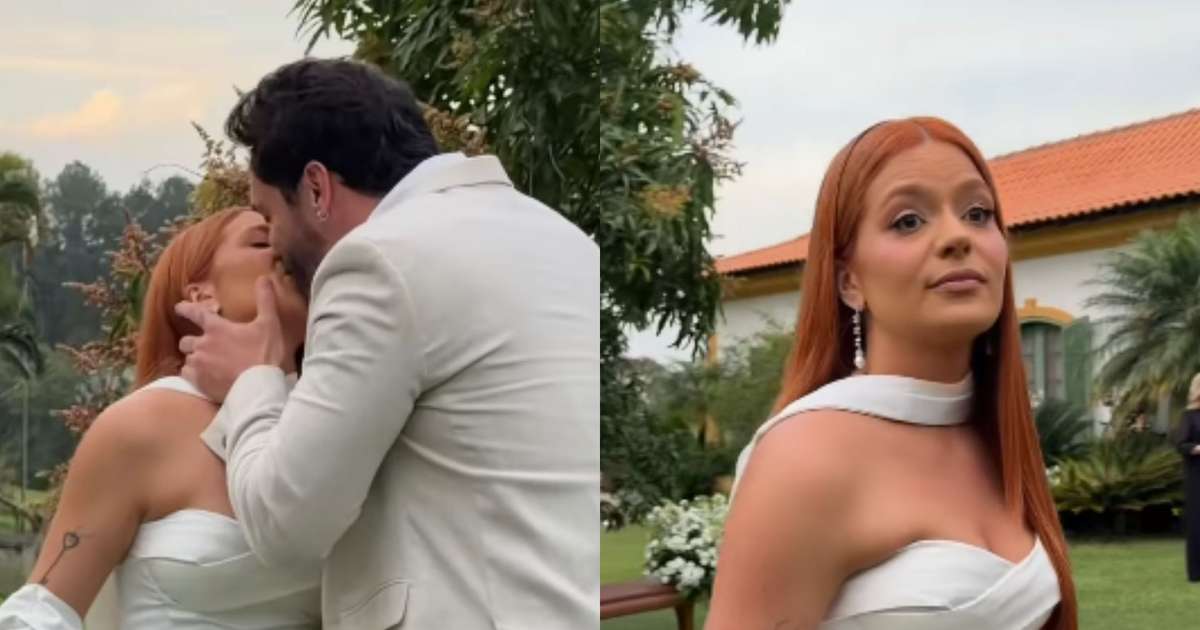 Vestido de noiva de Viih Tube rouba a cena no casamento civil e web reage: 'Ficou tão'