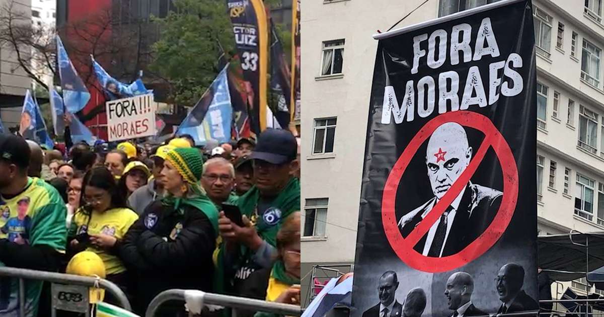 Ato de Flávio Bolsonaro na Paulista contra Moraes começa com oração