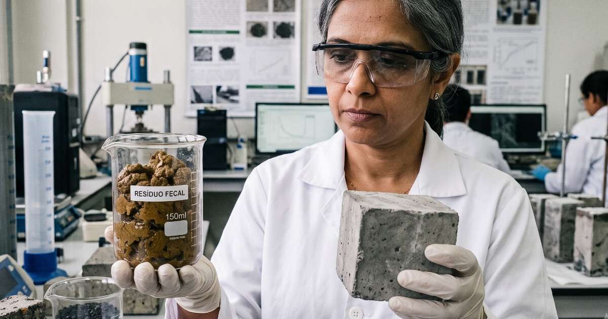 Fezes humanas podem substituir o cimento e deixar o concreto 36% mais resistente: estudo revela que mistura com dejetos e biocarvão reduz poluição e cria estruturas mais fortes para a construção civil nas cidades