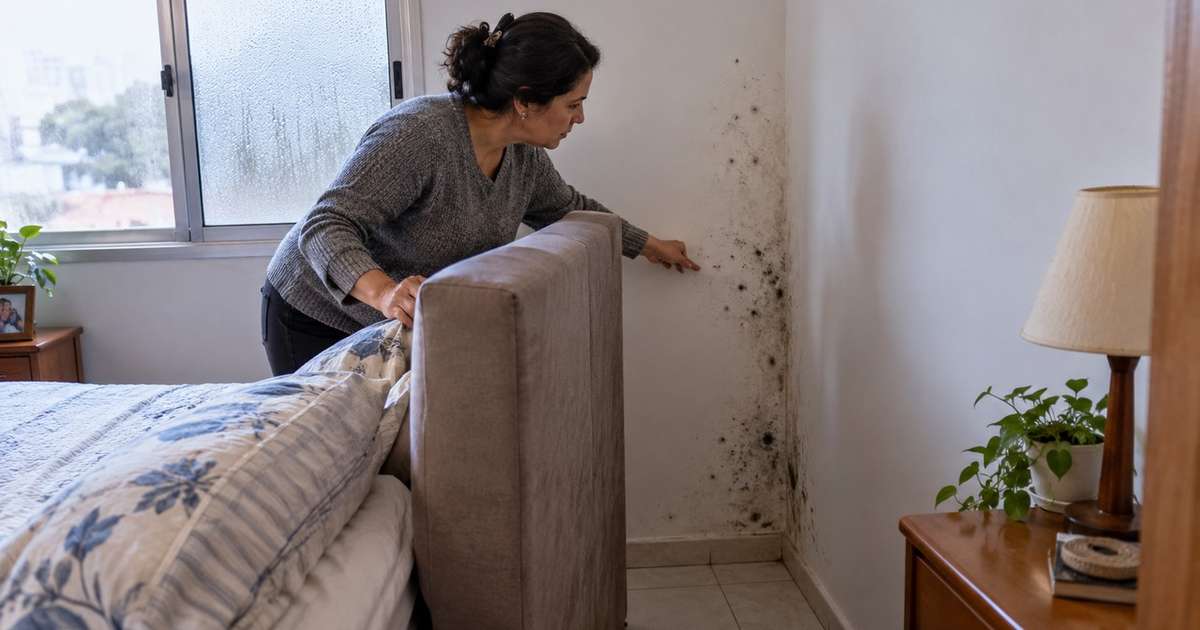 Moradores passaram anos culpando a pintura por manchas que surgiam sempre nos mesmos cantos da casa, até um profissional fazer uma pergunta simples sobre o que eles faziam quando o frio começava