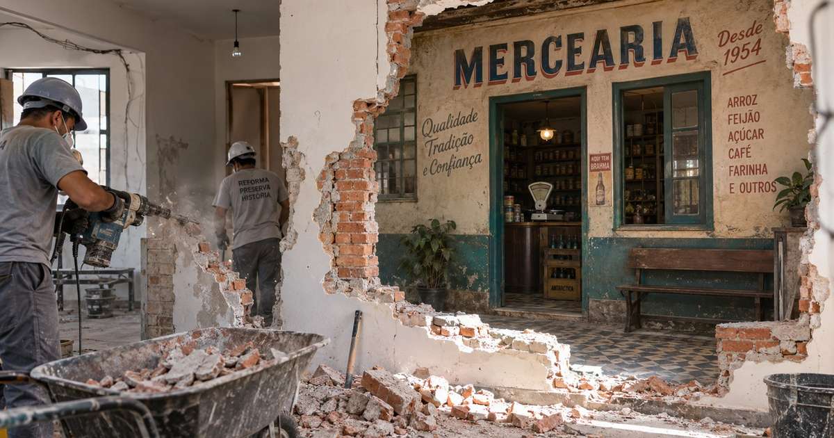 Casal remove uma parede durante a reforma de casa, encontra a fachada intacta de uma mercearia dos anos 1950 e localiza clientes que ainda lembravam do balcão