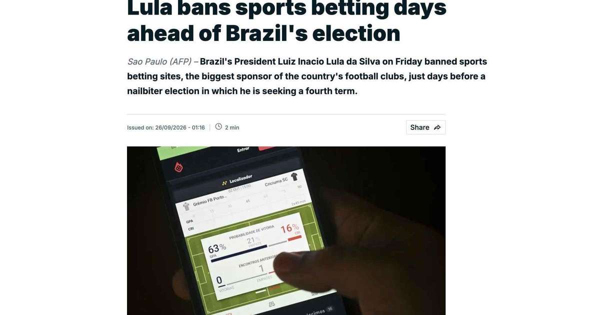 Apostas como 'vilãs' e golpe no futebol: como a imprensa internacional noticiou a proibição das bets por Lula