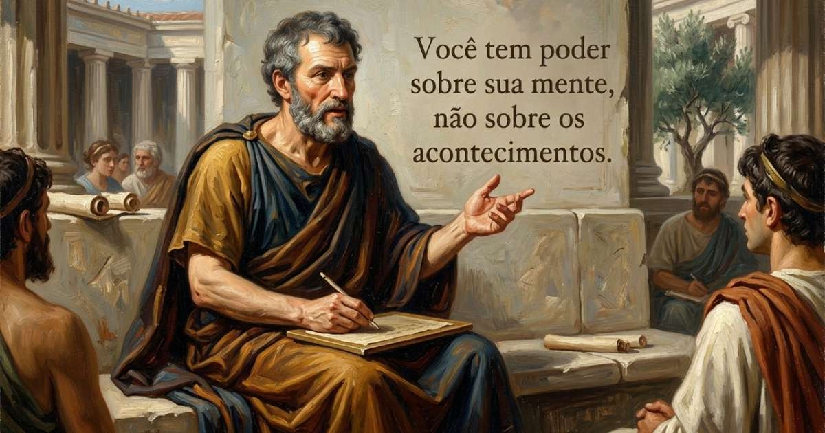 Epicteto sobre como não controlamos tudo o que acontece, mas podemos escolher nossa reação: "Você tem poder sobre sua mente, não sobre os acontecimentos"